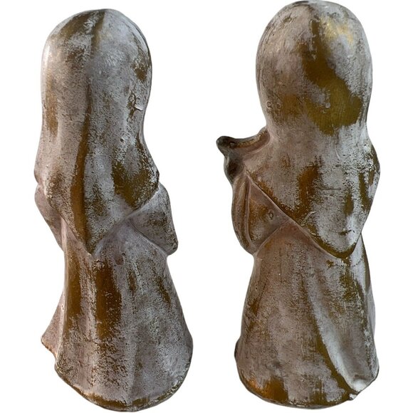 2 Vintage Nun Figurines 5” Tall Gold Habits Singing Playing Harp Lyre Japan - Picture 2 of 3